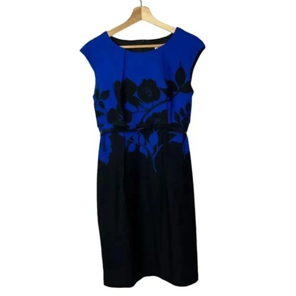 North Style Royal Blue & Black Cap Sleeve Sheath Dress 6